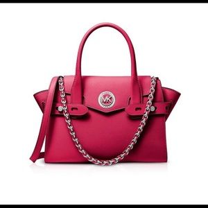 Carmen Small Saffiano Leather Belted Satchel